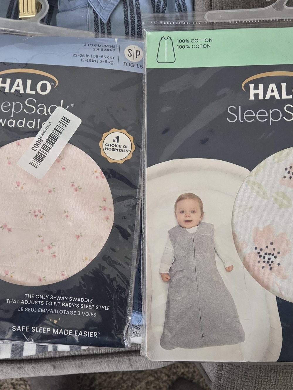 Lot of 2 HALO SleepSack Floral Pink Cotton Swaddle 3-6M & Sleep Sack 6-12M NIP